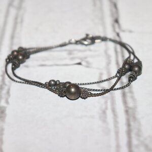 Beautiful silver and bead multi-chain bracelet 7.5"